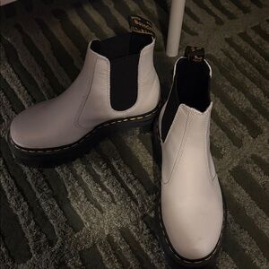 Dr. Martens White Leather Boots with Black Accents